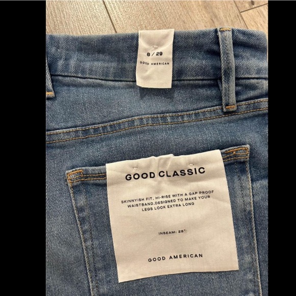 Good American Classic Jeans, riped on knees, skinnyish finish, blue, size 8/29 - Picture 5 of 5